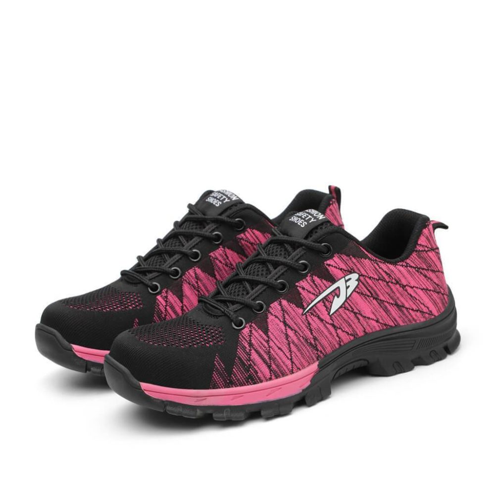Jarek Women's Slip Resistant Industrial Safety Steel Toe Shoes Pink