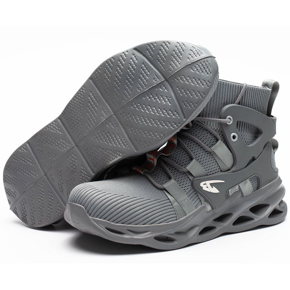 Alston Mens Steel Toe Shoes Breathable Anti Fatigue Hard Working Shoes Grey - Image 2