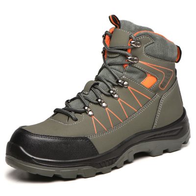 Berton Industrial Construction High Top Steel Toe Boots Green