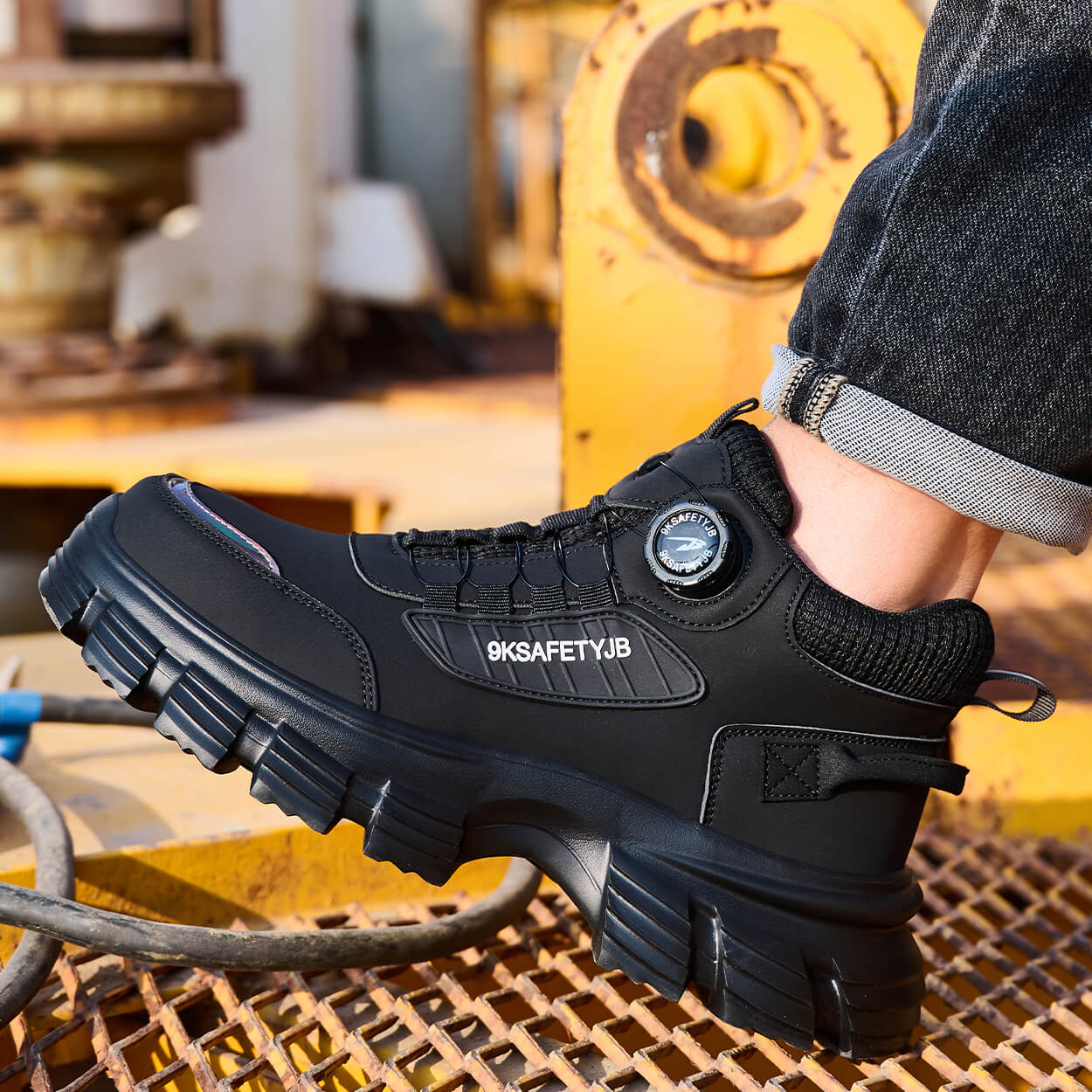 Steven Comfortable Steel Toe Work Shoes Black - Image 2
