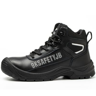 Dick High Top Comfortable Steel Toe Boots Slip Resistant Black Twinkle Amber