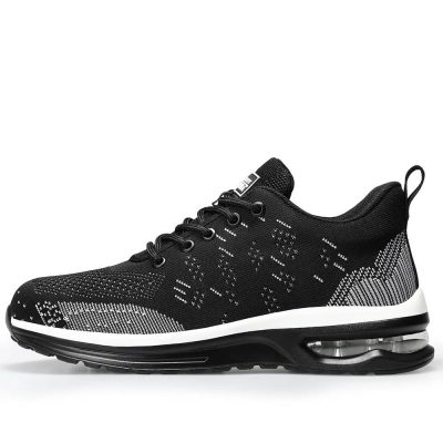 Jeremy Stylish Steel Toe Flexible Work Sneakers Slip Resistance Black