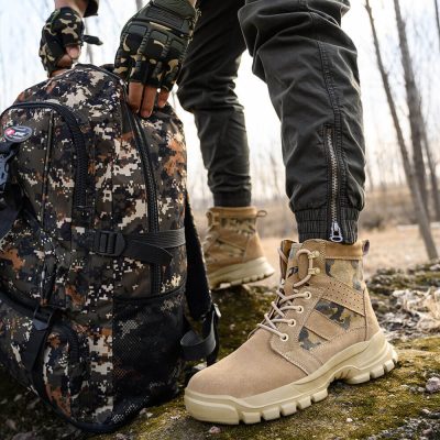 Giles Tactical Steel Toe Safety Boots Khaki