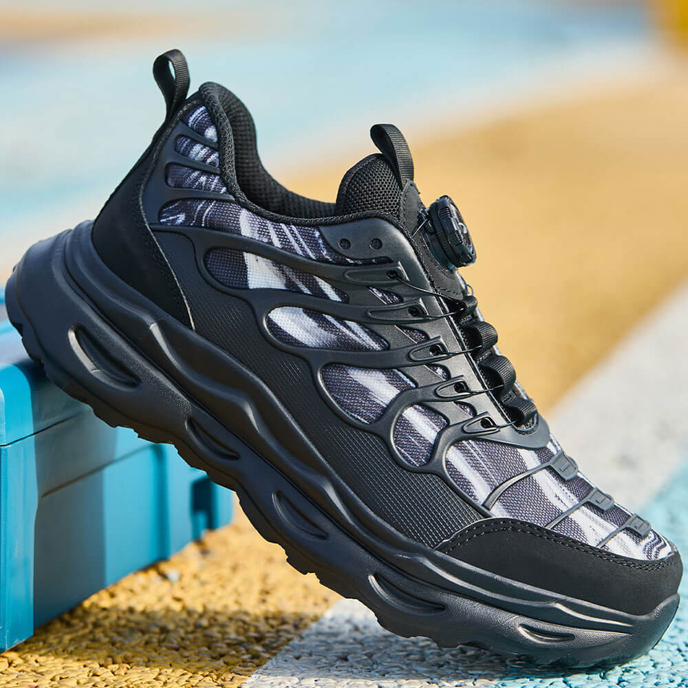 Aubrey Steel Toe Knob-Lacing Durable Comfortable Work Shoes Black - Image 2