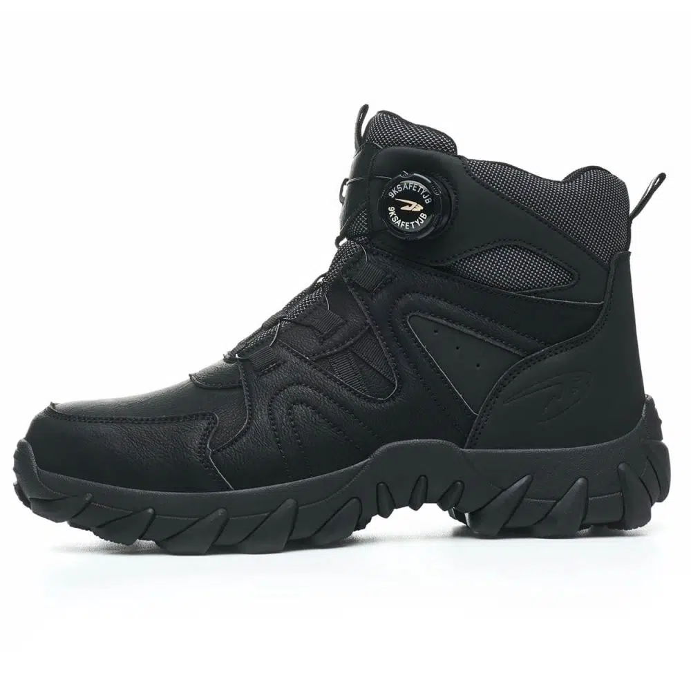 Anders High-Top Twist Lace Non-Slip Lightweight Steel Toe Boots Black