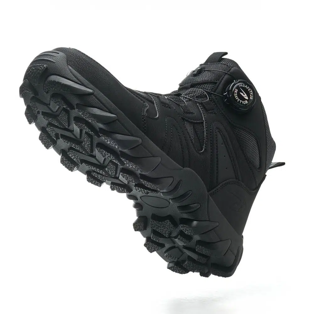 Anders High-Top Twist Lace Non-Slip Lightweight Steel Toe Boots Black
