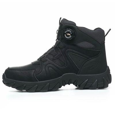 Anders High-Top Twist Lace Non-Slip Lightweight Steel Toe Boots Black