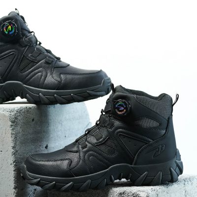 Anders High-Top Twist Lace Non-Slip Lightweight Steel Toe Boots Black - Image 10