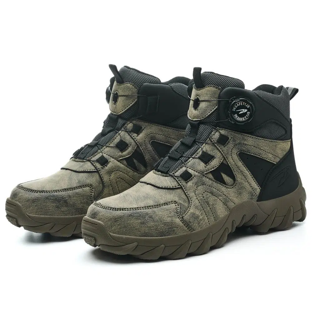Anders High-Top Twist Lace Non-Slip Lightweight Steel Toe Boots Black
