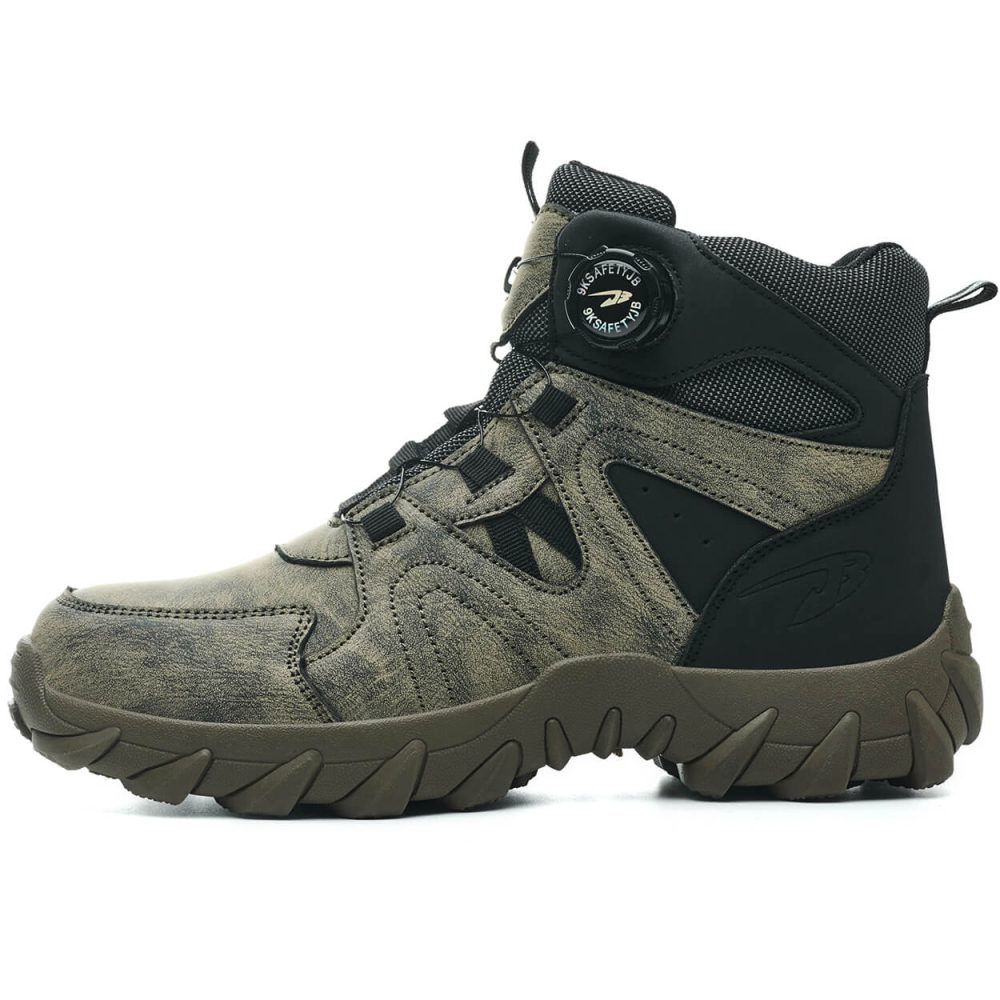Anders High-Top Twist Lace Non-Slip Lightweight Steel Toe Boots Black