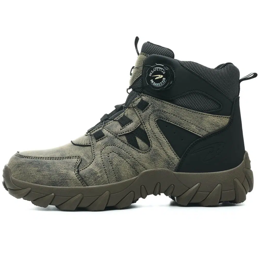 Anders High-Top Twist Lace Non-Slip Lightweight Steel Toe Boots Black