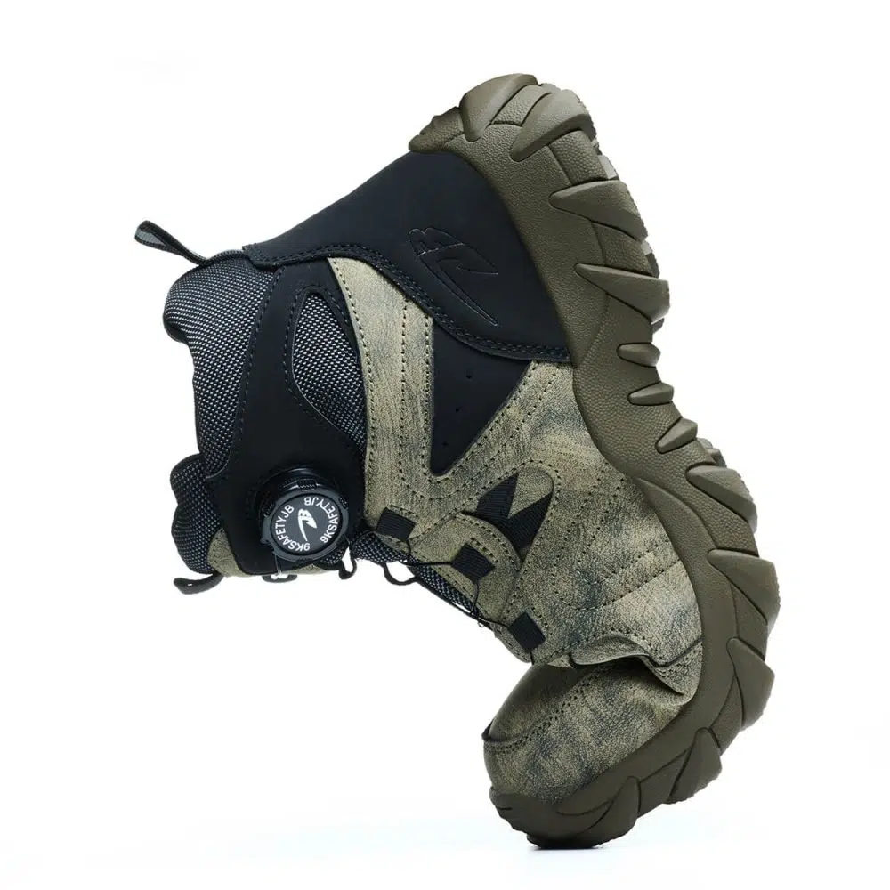Anders High-Top Twist Lace Non-Slip Lightweight Steel Toe Boots Black