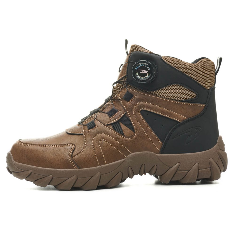 Anders High-Top Twist Lace Non-Slip Lightweight Steel Toe Boots Black