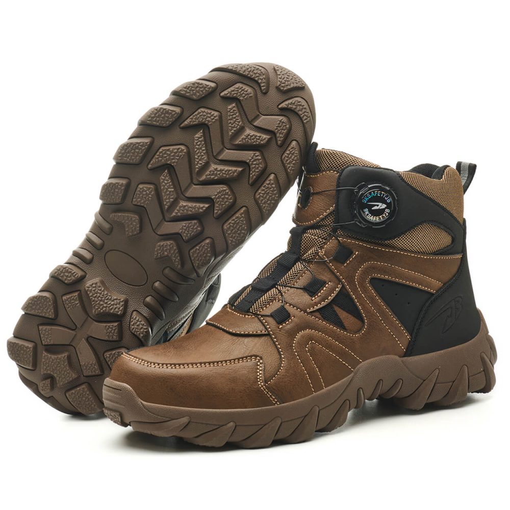 Anders High-Top Twist Lace Non-Slip Lightweight Steel Toe Boots Black