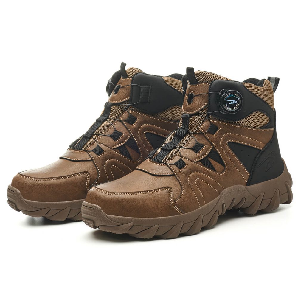 Anders High-Top Twist Lace Non-Slip Lightweight Steel Toe Boots Black