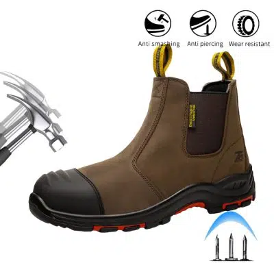 Men's Slip-On Comp Toe Work Boots Light Brown