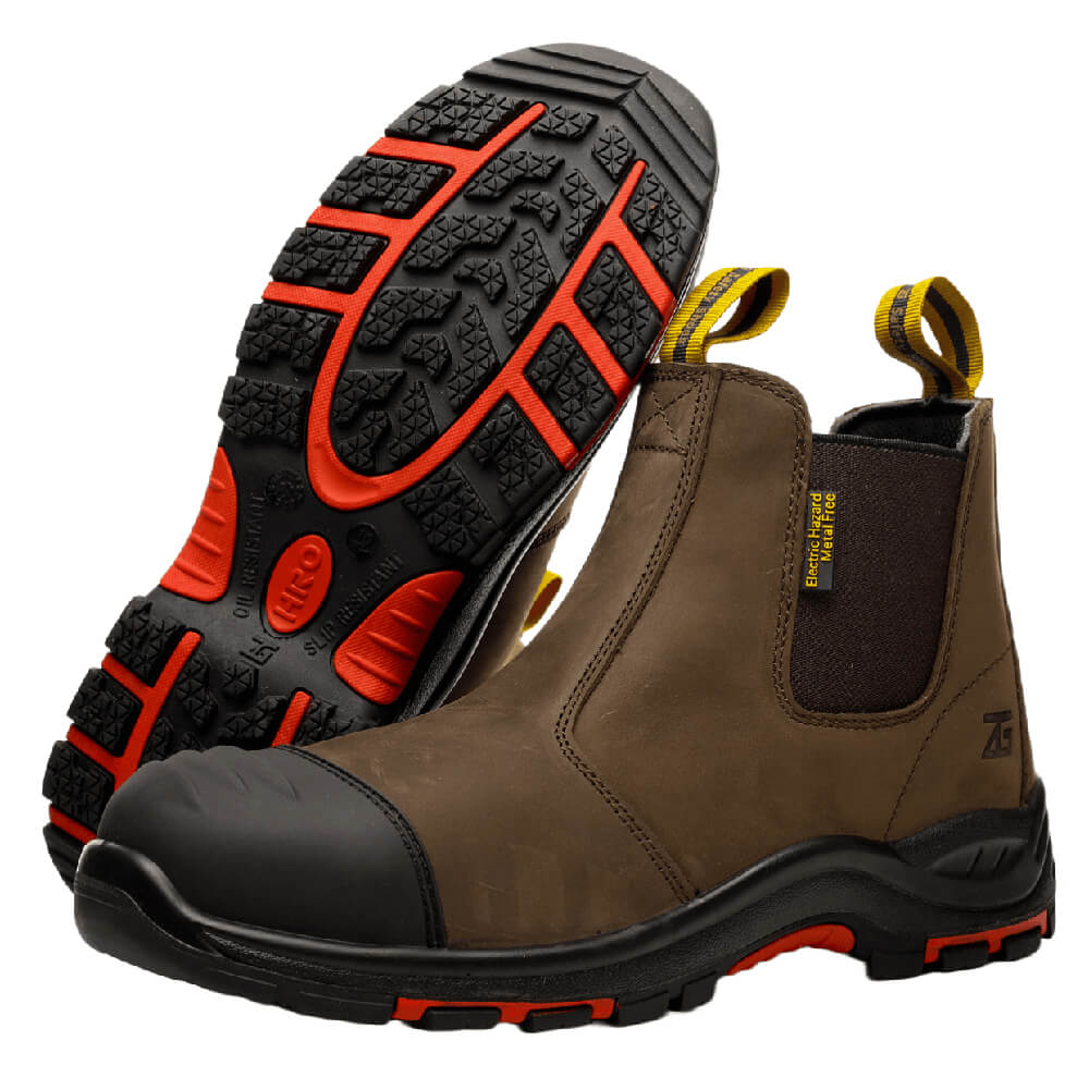 Men's Comfortable Slip-On Composite Toe Work Boots Dark Brown - Image 4