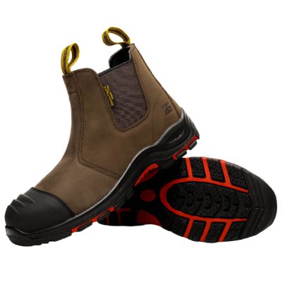 Men's Comfortable Slip-On Composite Toe Work Boots Dark Brown - Image 5