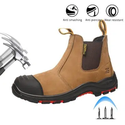 Men's Slip-On Comp Toe Work Boots Light Brown