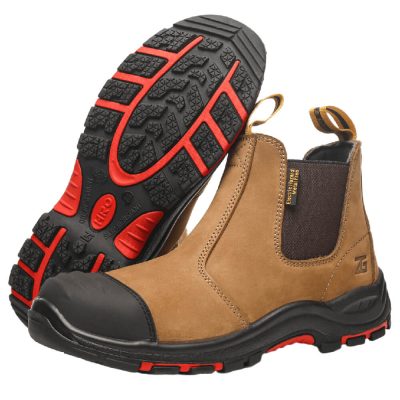 Men's Slip-On Comp Toe Work Boots Light Brown - Image 5