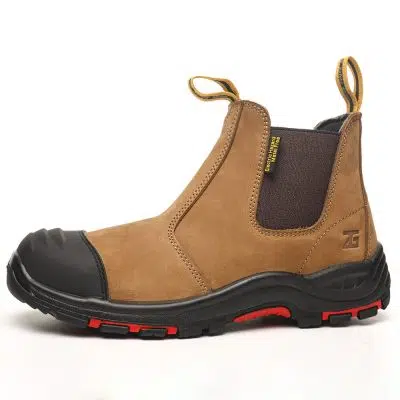 Men's Slip-On Comp Toe Work Boots Light Brown