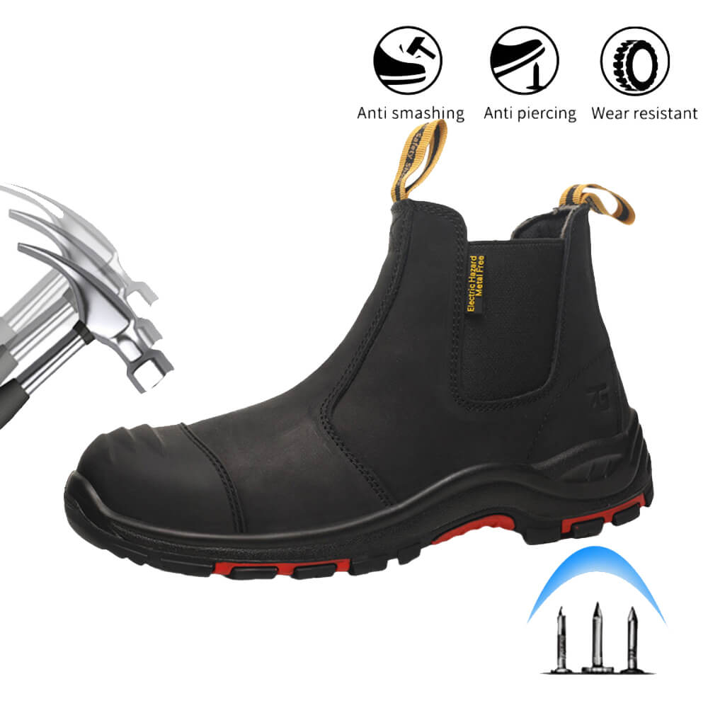 Men's Slip-On Composite Toe Work Boots Black - Image 2