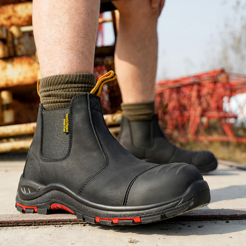 Men's Slip-On Composite Toe Work Boots Black - Image 7