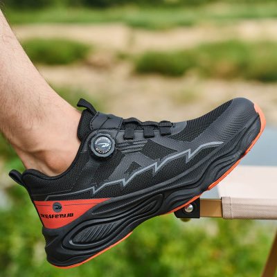 Galen Lightweight Non Slip Steel Toe Work Shoes Black/Red - Image 6