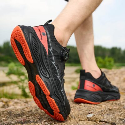 Galen Lightweight Non Slip Steel Toe Work Shoes Black/Red - Image 7
