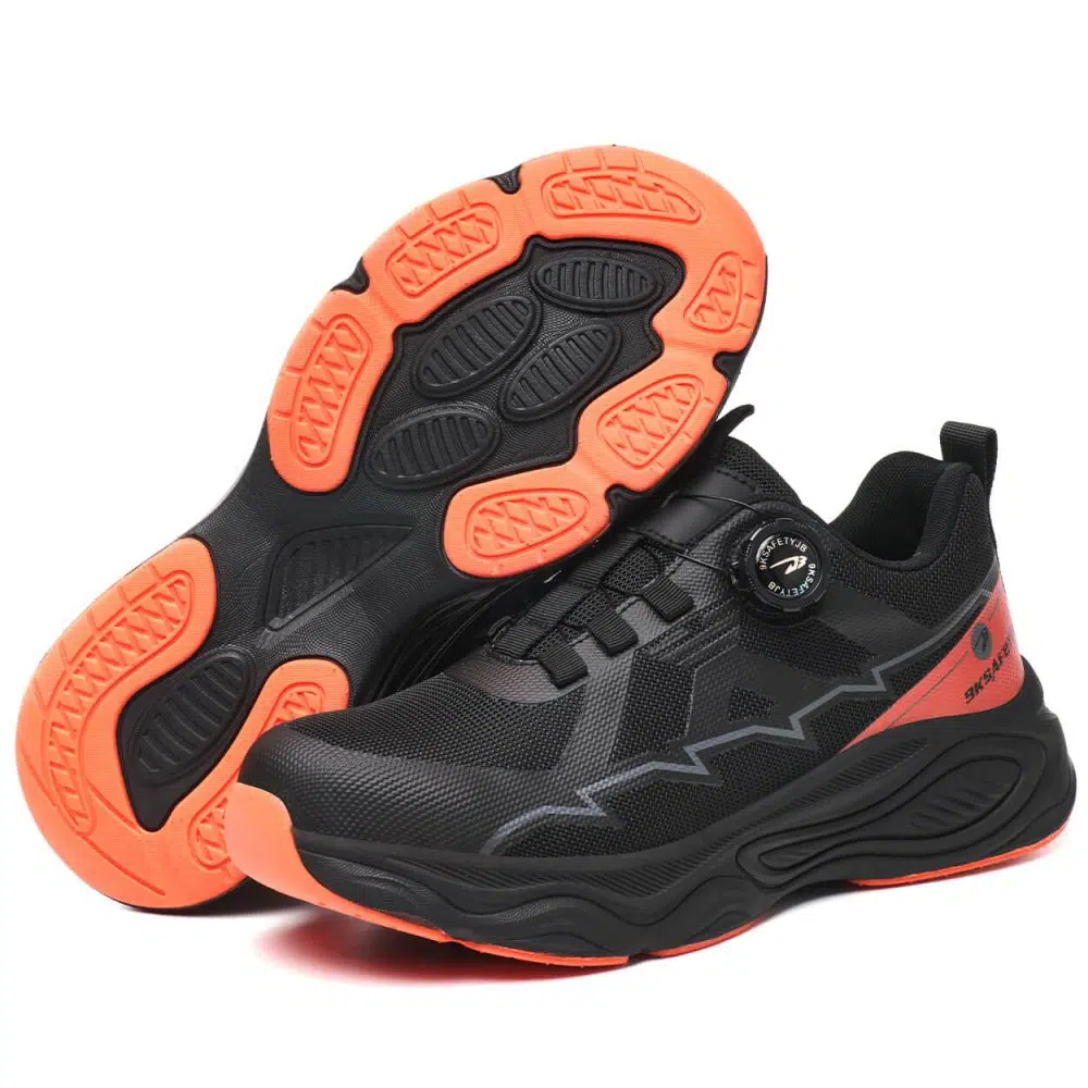 Galen Lightweight Non Slip Steel Toe Work Shoes Black/Red