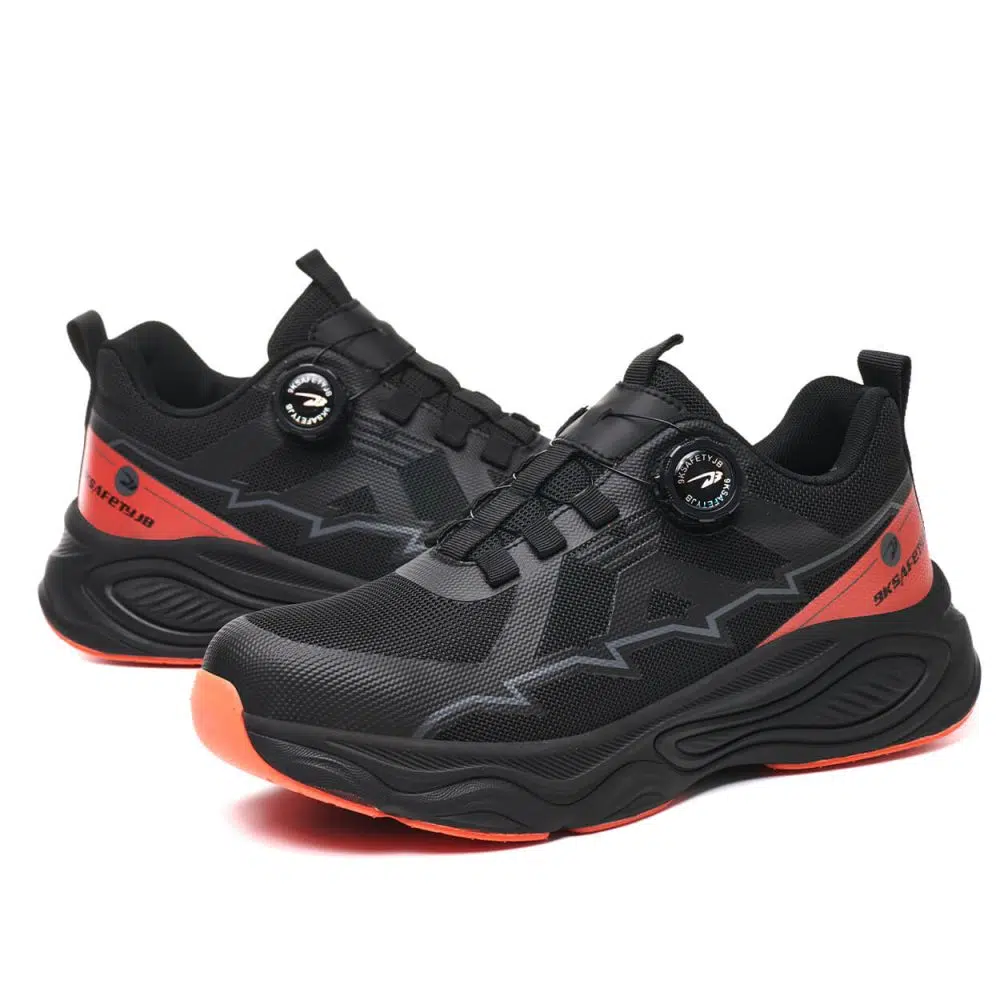 Galen Lightweight Non Slip Steel Toe Work Shoes Black/Red