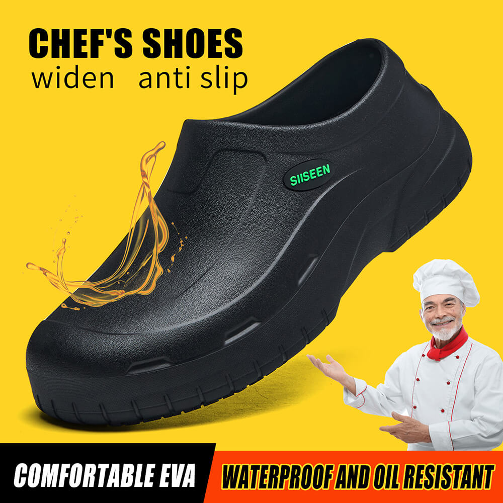 Chef Waterproof Oil Resistant Slip Resistant Work Kitchen Shoes Black - Image 2