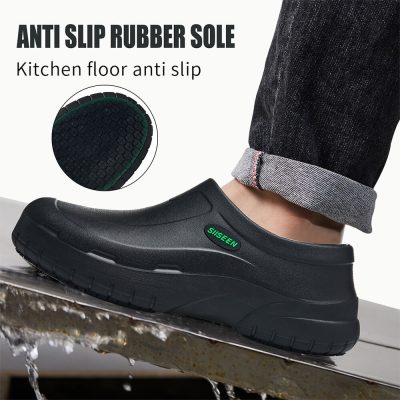 Chef Waterproof Oil Resistant Slip Resistant Work Kitchen Shoes Black - Image 3