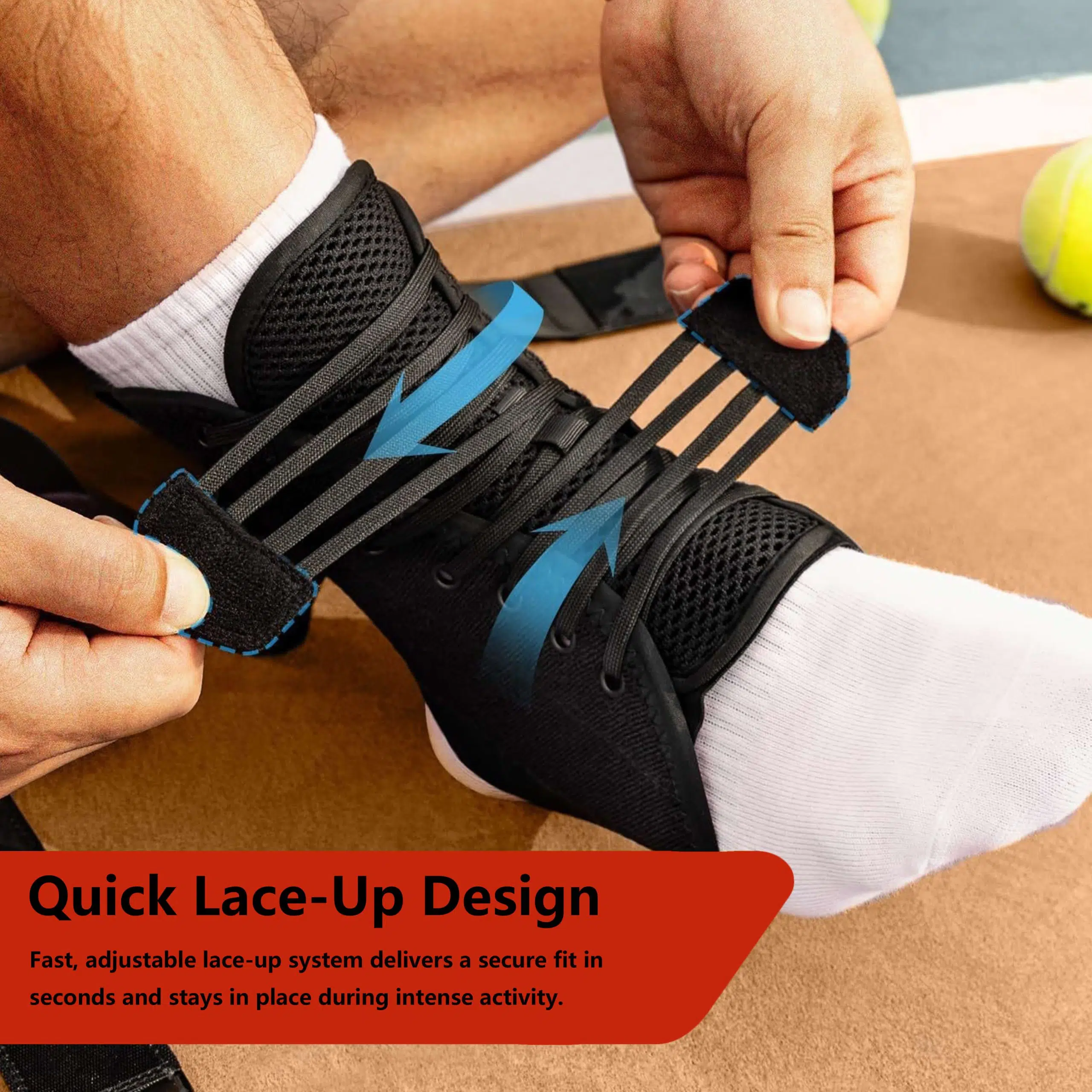 Slim Fit Ankle Brace with Lace-Up for Training & Sports - Image 2