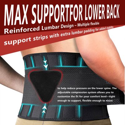 Lumbar Support Belt with Extra Padding Compression Back Brace for All-Day Comfort