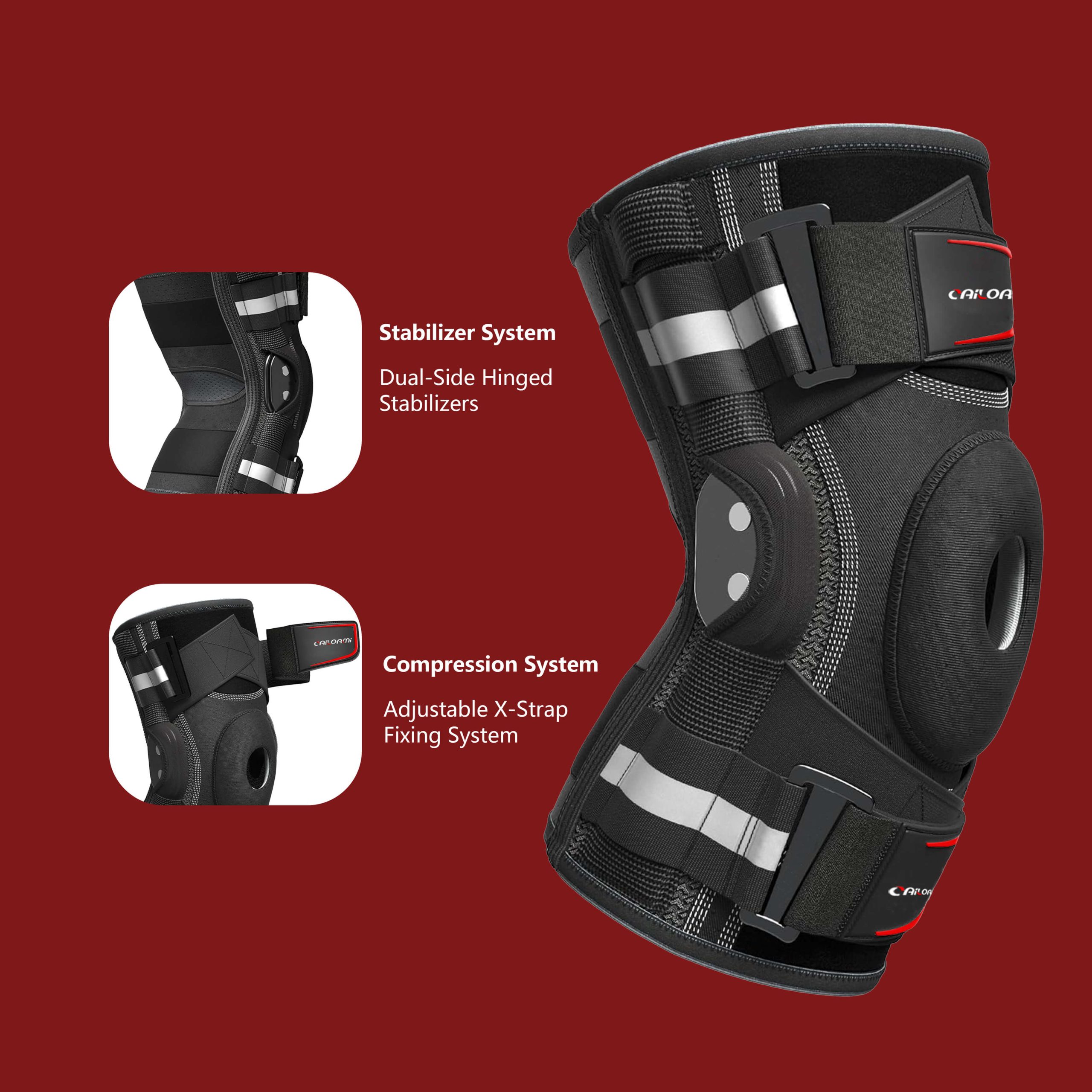 Professional Hinged Knee Brace with Patella Gel Pad & X-Strap Stabilizer - Image 4