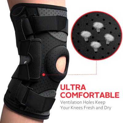 Professional Hinged Knee Brace with Aluminum Hinges & Patella Gel Support