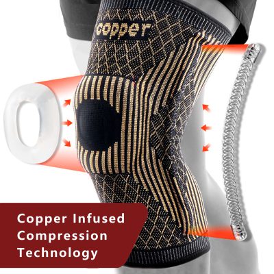 Copper Compression Knee sleeve with Patella Gel Pad & Side Stabilizers