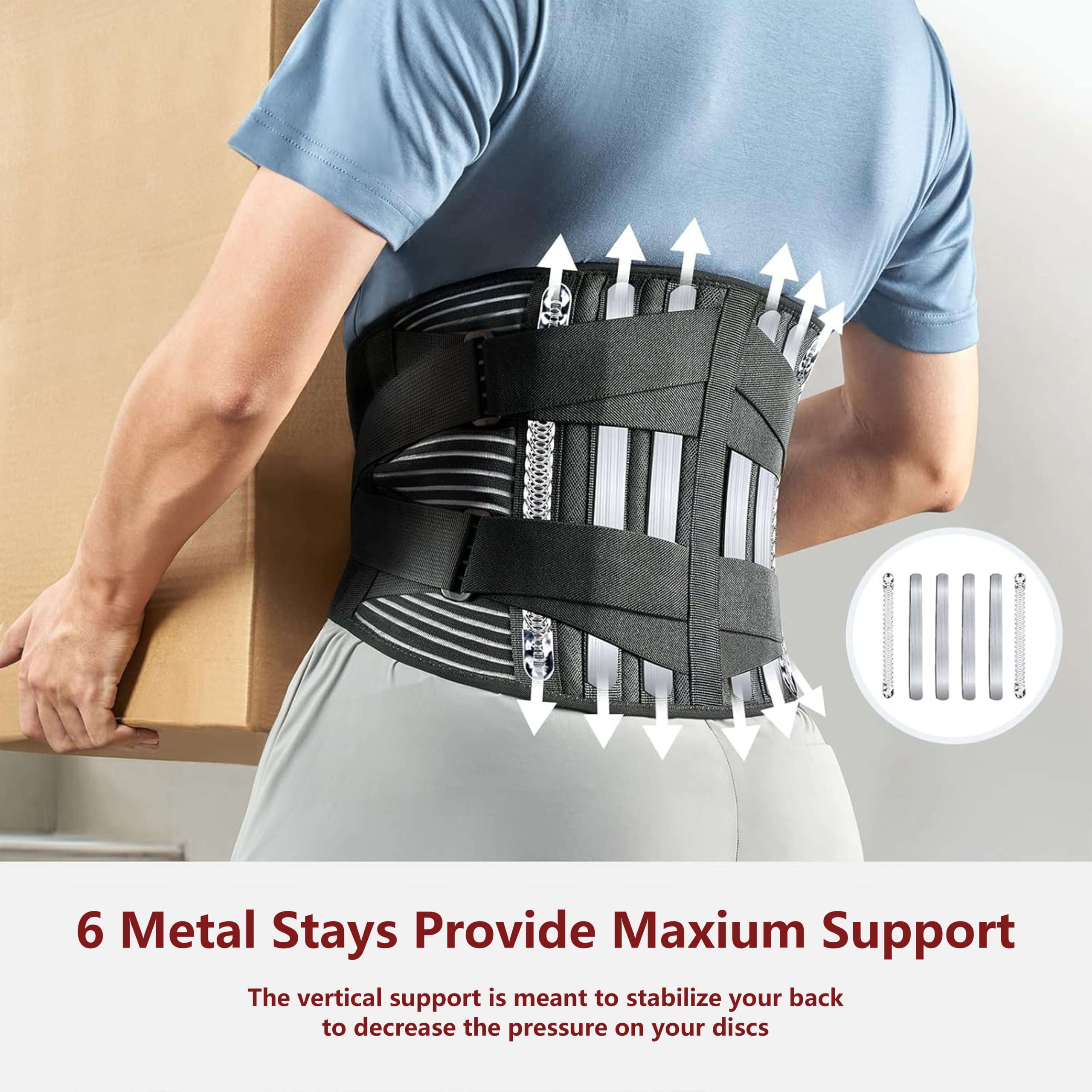 360° Lumbar Support Back Brace with Steel Stays & Adjustable Compression - Image 2