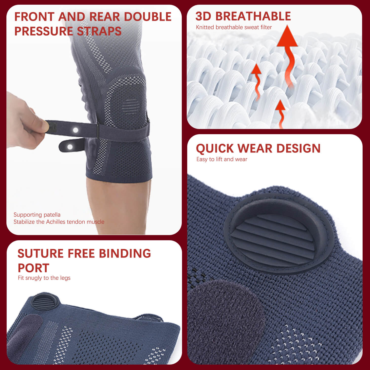 Dual Stabilizer Knee Brace with Patella Gel Pad & Adjustable Straps - Image 4