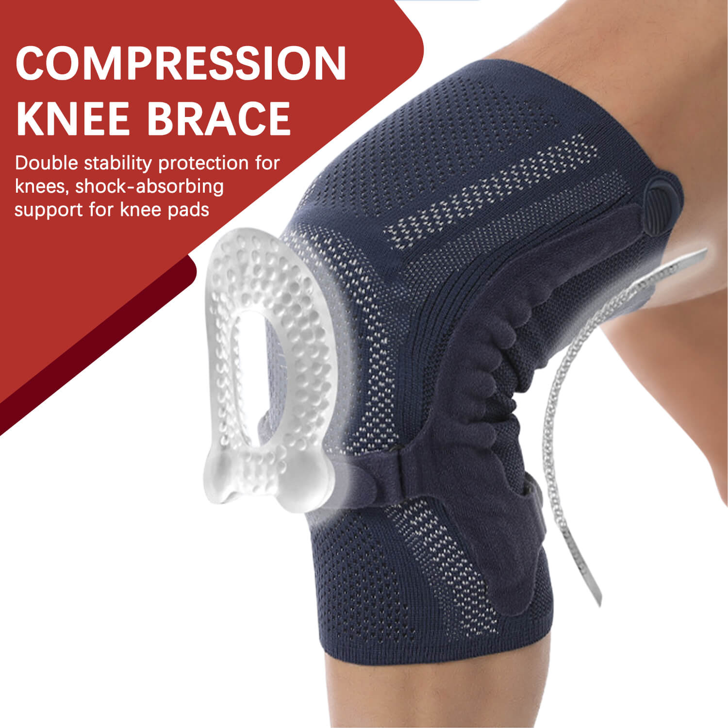 Dual Stabilizer Knee Brace with Patella Gel Pad & Adjustable Straps