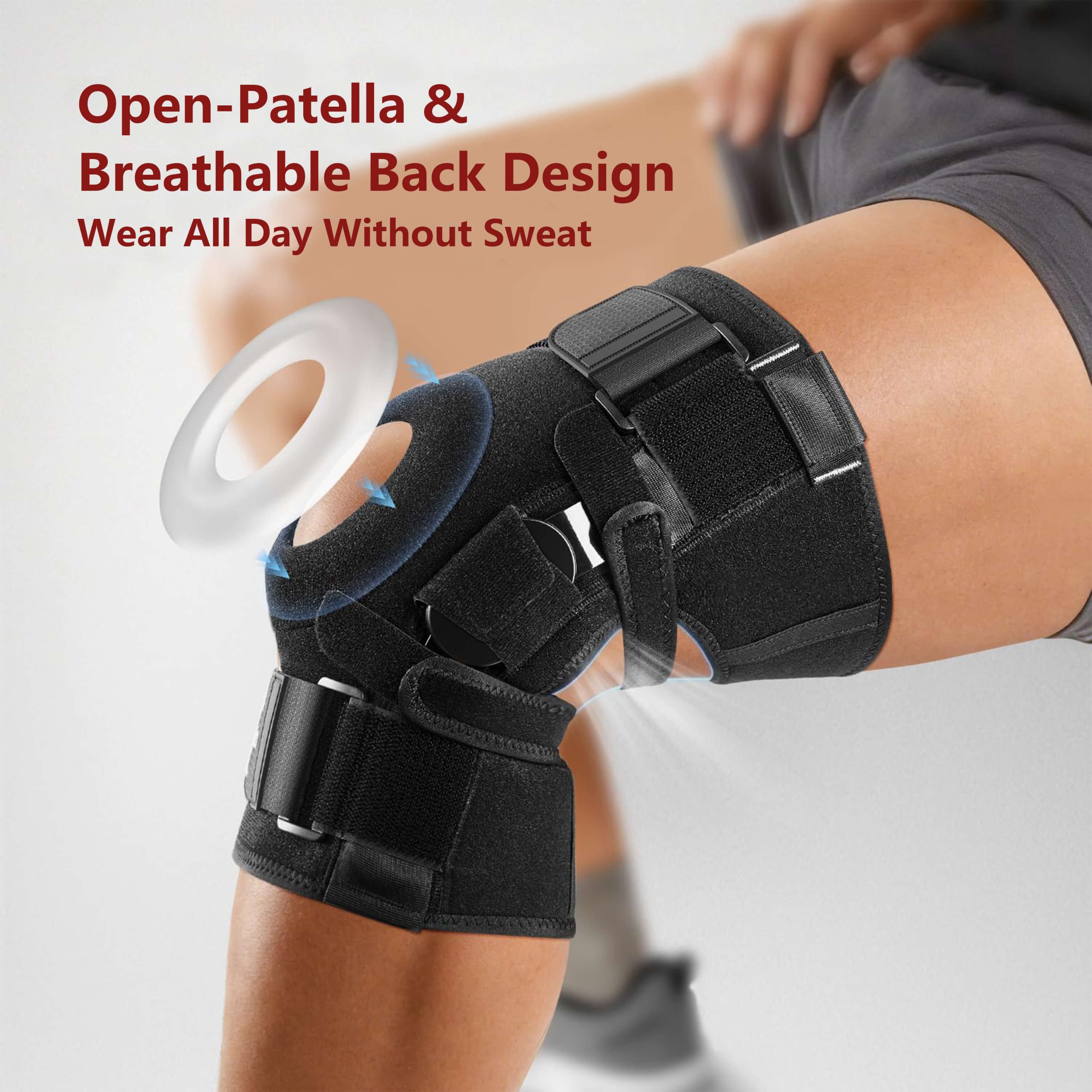 Hinged Knee Brace with Patella Gel Pad & Aluminum Side Hinges
