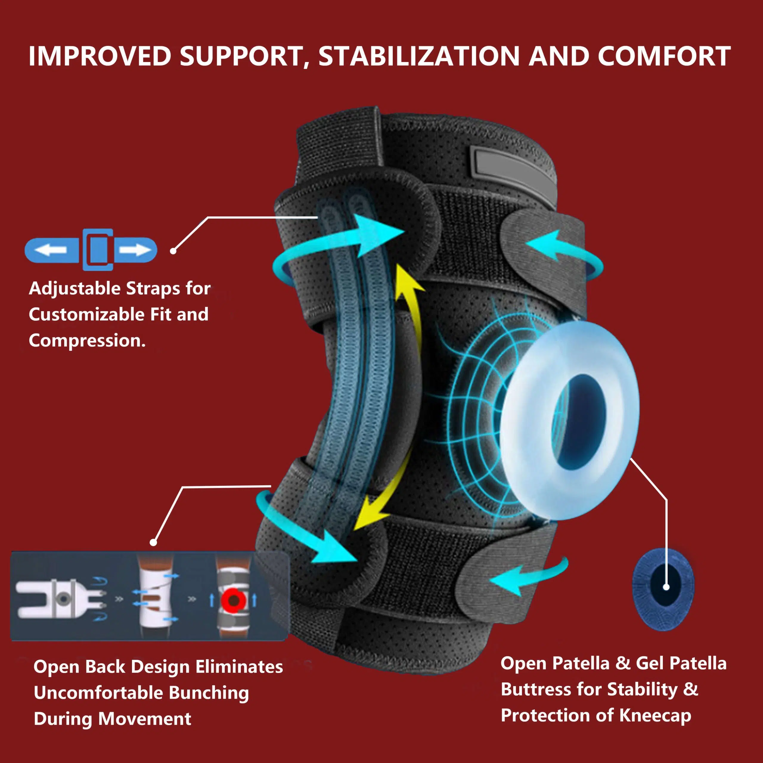 Hinged Knee Brace with Patella Gel Pad & Aluminum Side Hinges - Image 2