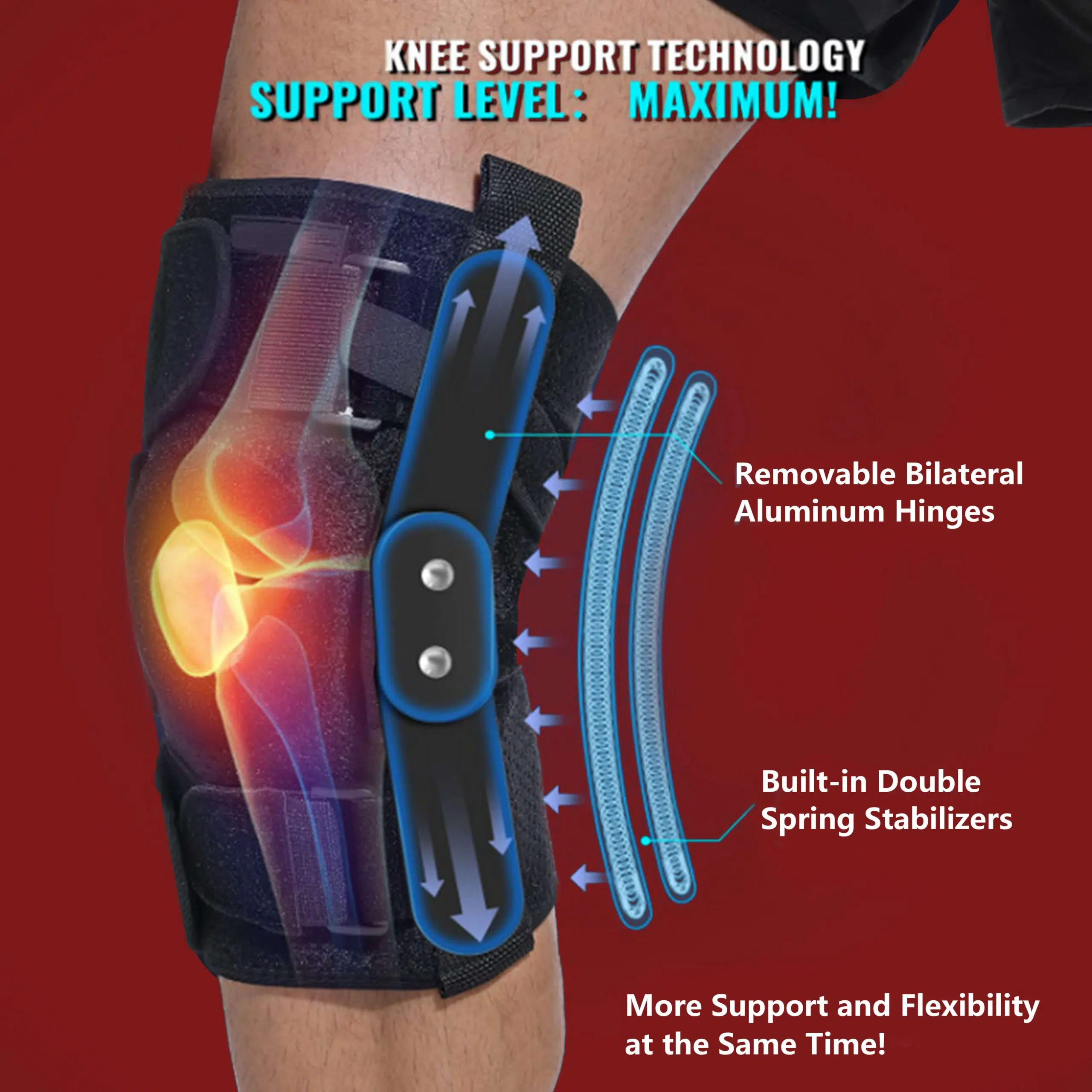 Hinged Knee Brace with Patella Gel Pad & Aluminum Side Hinges - Image 3