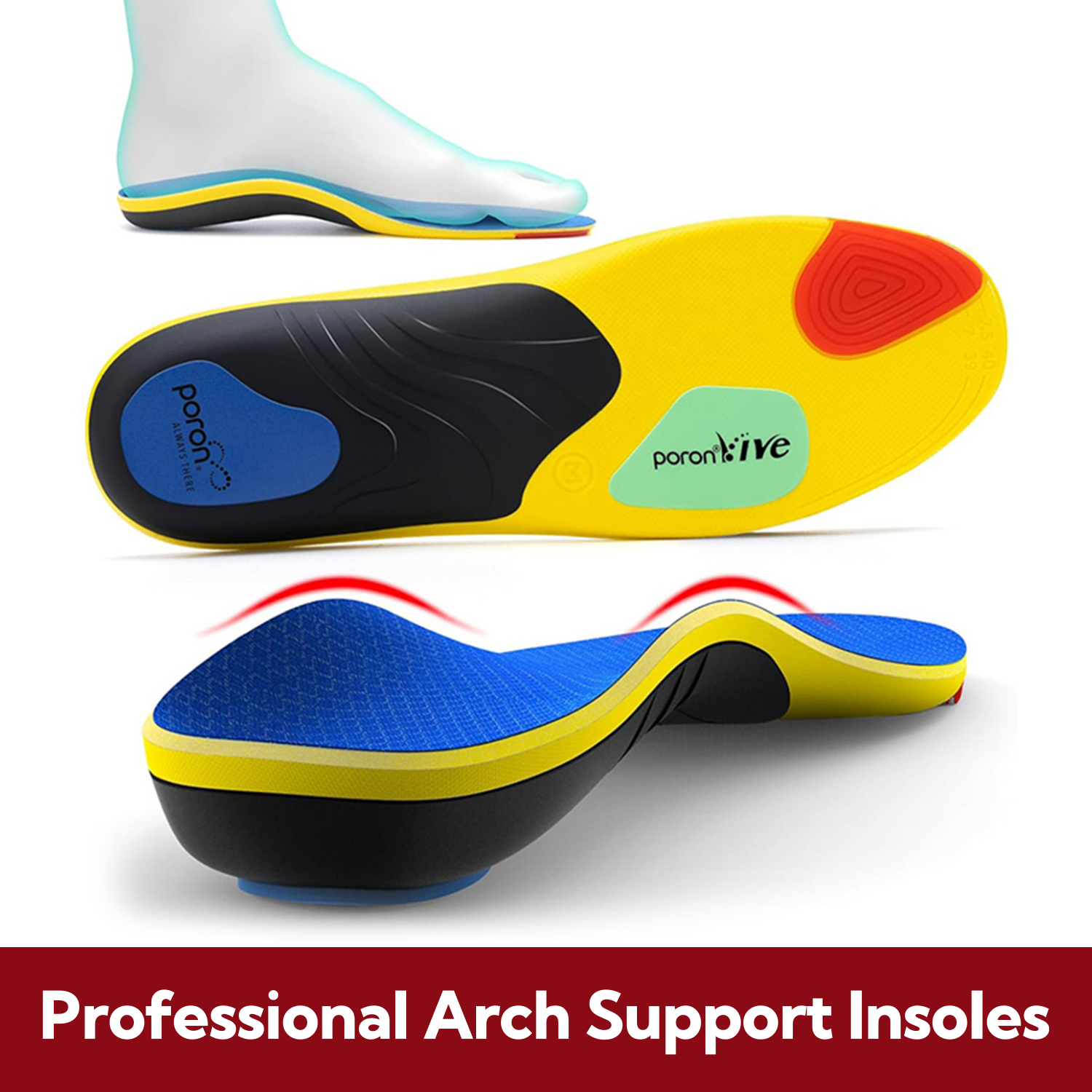 Heavy Duty Orthotic Insoles for Arch Support – Double Shock Absorption Cushioned for Flat Feet