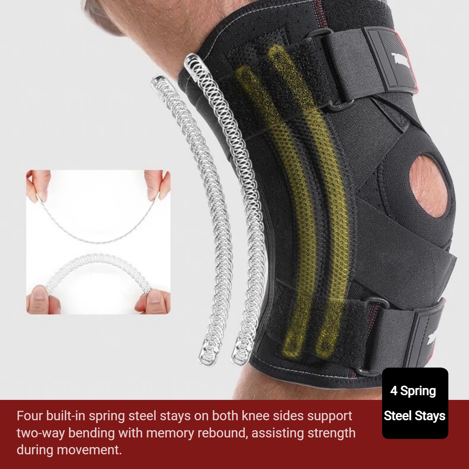 Advanced Knee Support Brace with Patella Gel Pad & Dual Side Stabilizers -For Pain Relief - Image 4