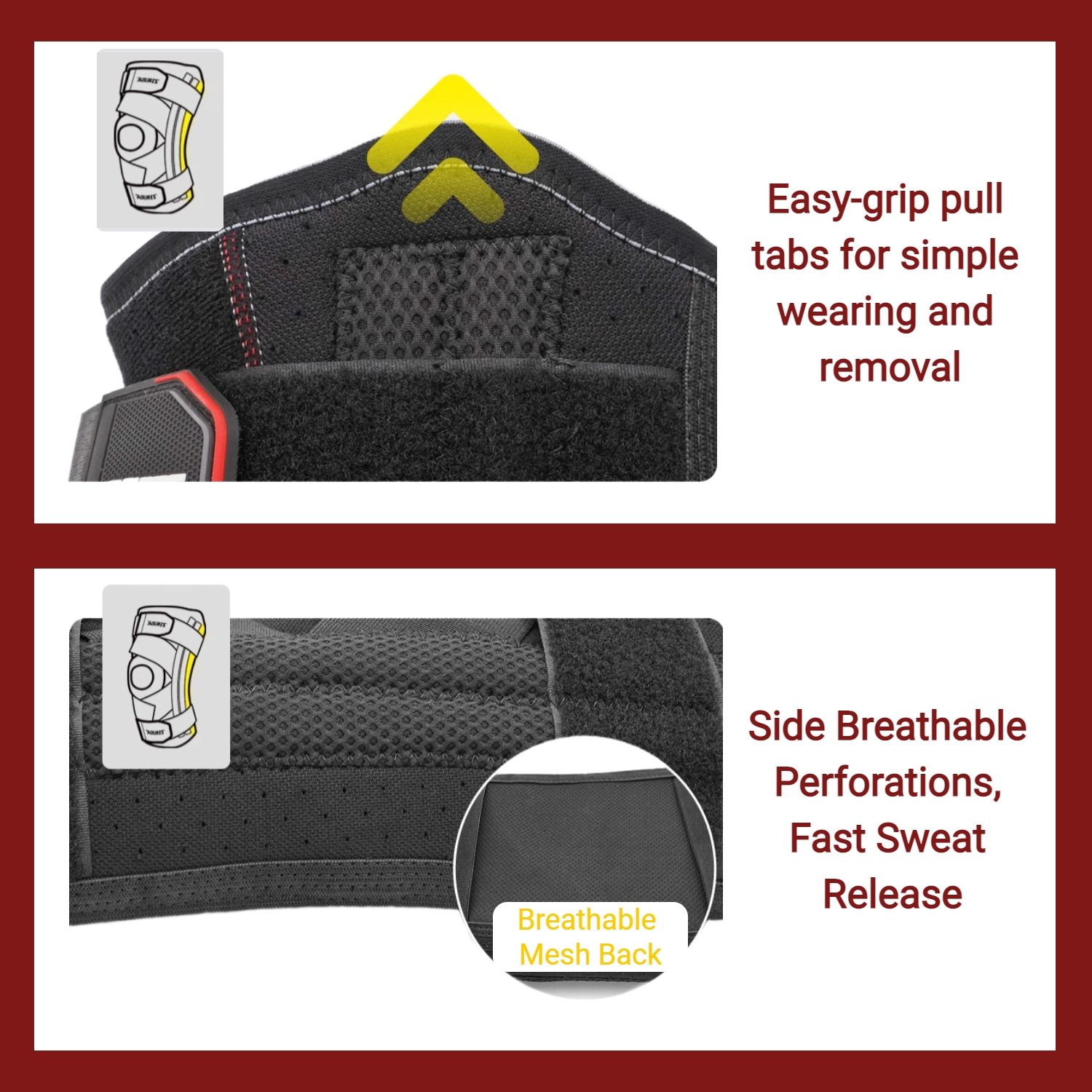Advanced Knee Support Brace with Patella Gel Pad & Dual Side Stabilizers -For Pain Relief - Image 7