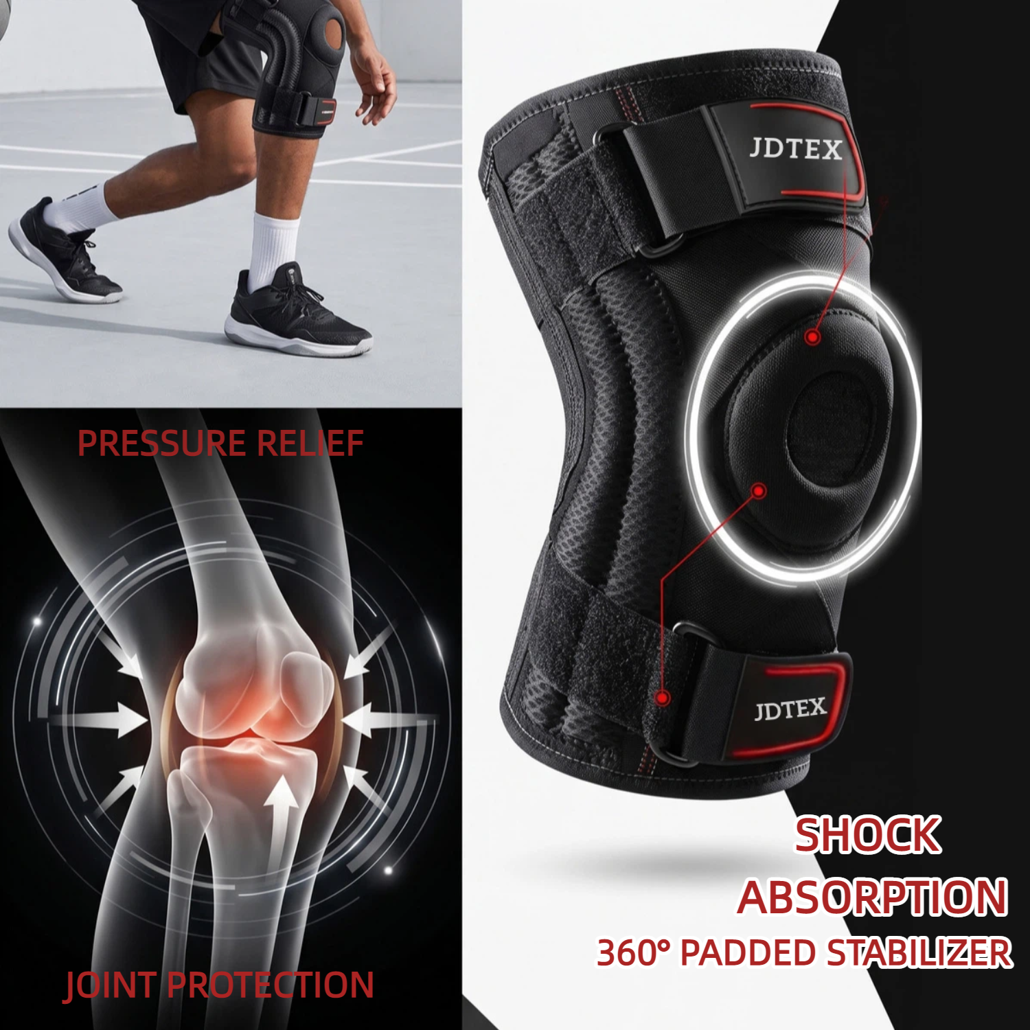 Advanced Knee Support Brace with Patella Gel Pad & Dual Side Stabilizers -For Pain Relief - Image 5