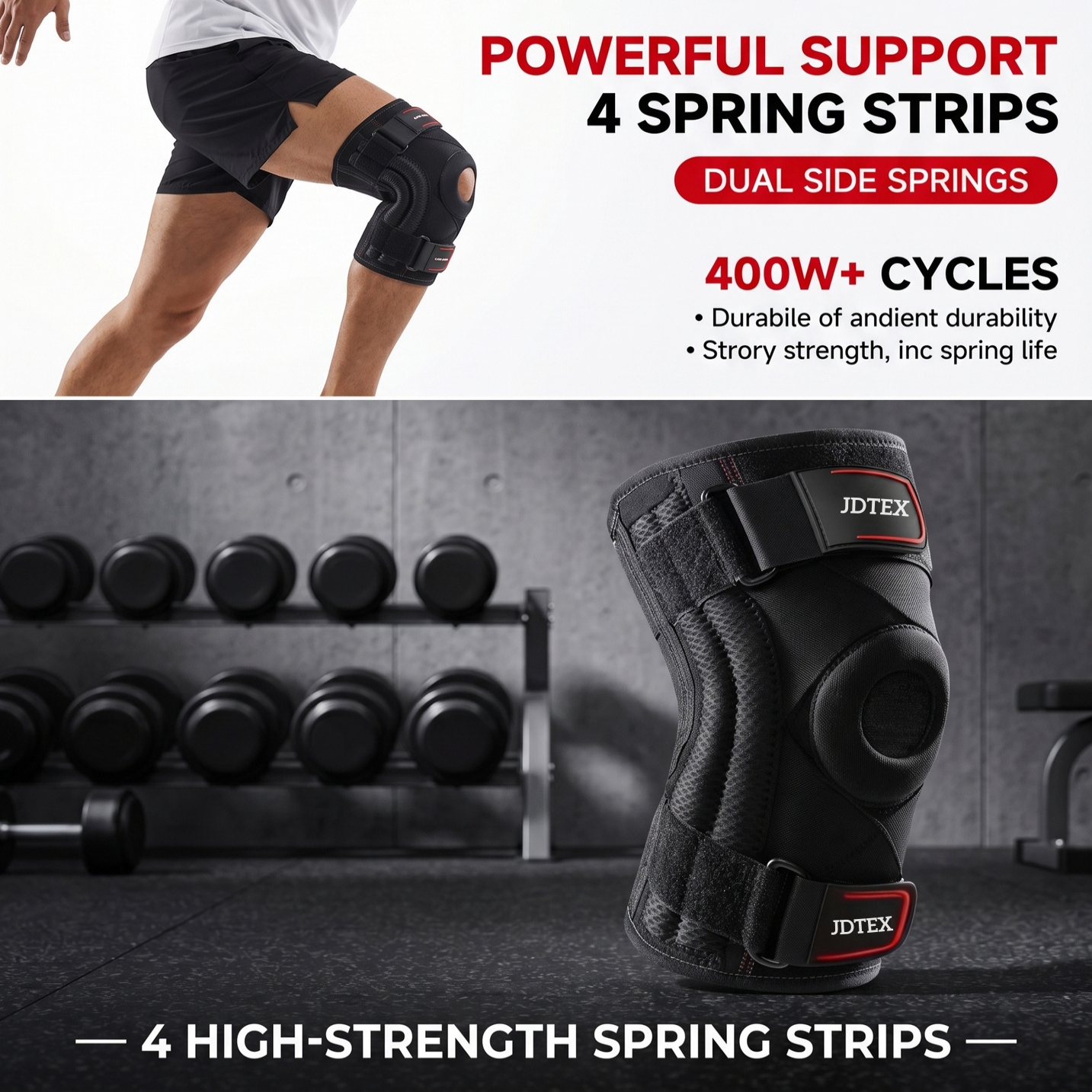 Advanced Knee Support Brace with Patella Gel Pad & Dual Side Stabilizers -For Pain Relief - Image 10