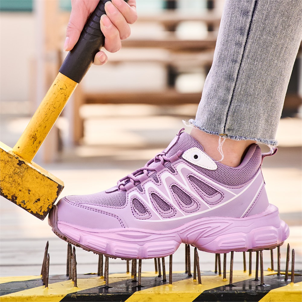 Women's Slip Resistant Steel Toe Work Shoes Purple/White - Image 8